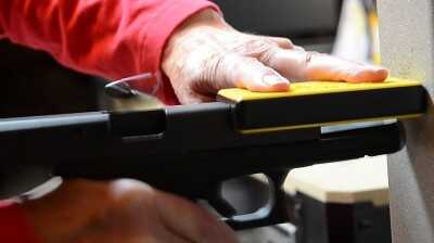 A simple push forward slides the rack with Handi-Racker.