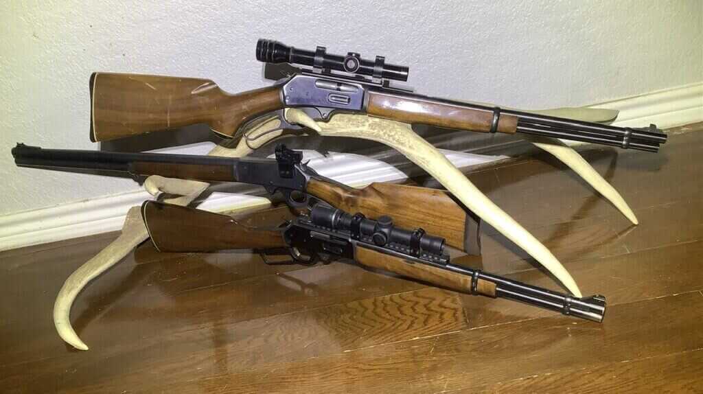 Lineup of Marlin lever actions representing traditional old school style