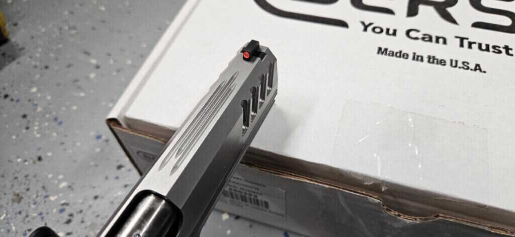 Tritium front sight and slide cuts on Bersa M2XI optics ready slide with Holosun K footprint