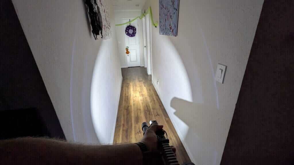 baseboard method light bounce off floor to illuminate hallway door