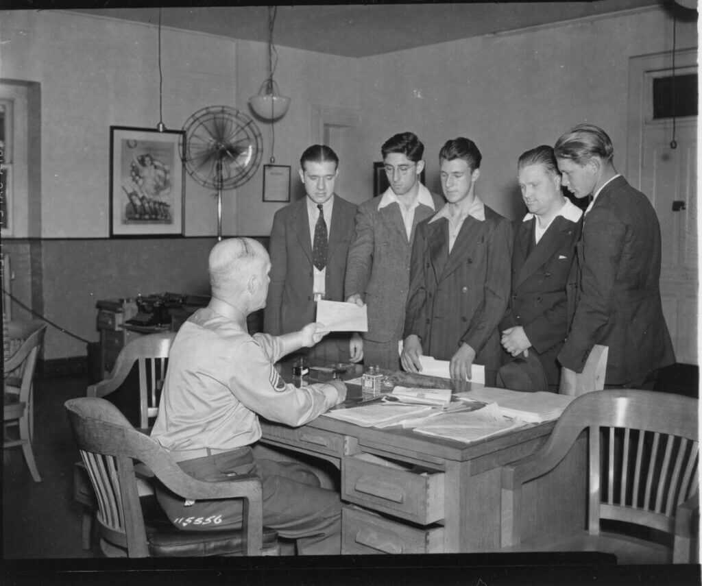 Maynard Harrison Smith enlists in the US Army Air Corps in lieu of prison; archival NARA image
