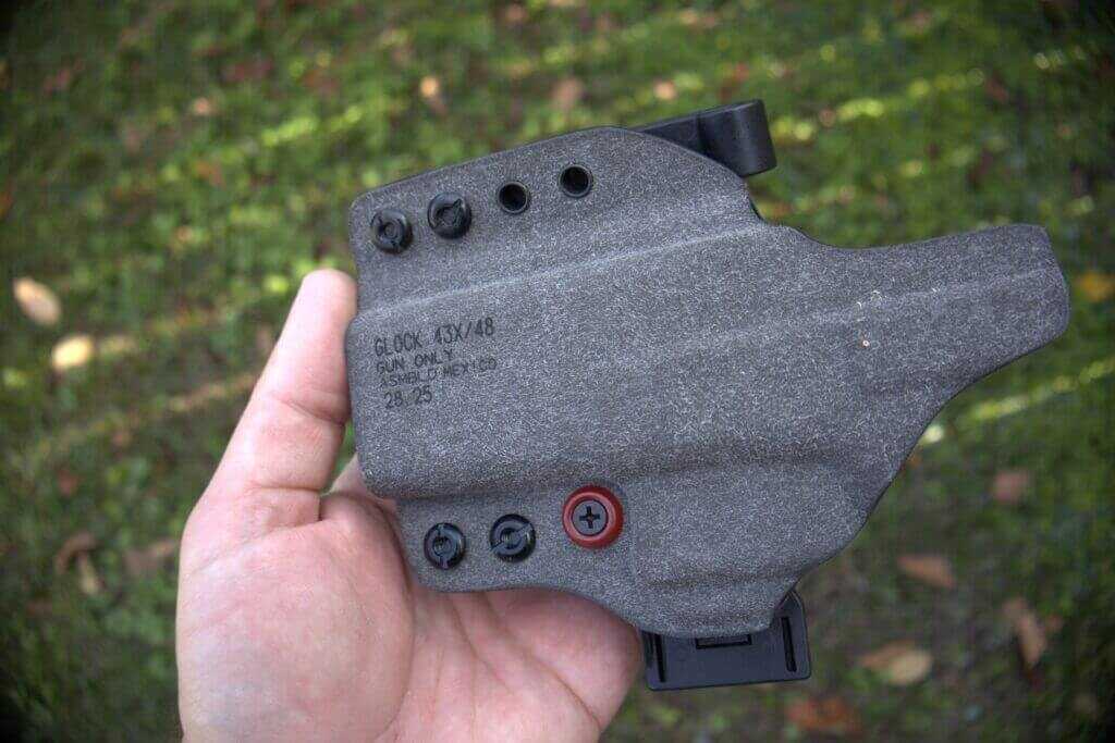 Inside view of Safariland IncogX holster showing retention channel and labeling