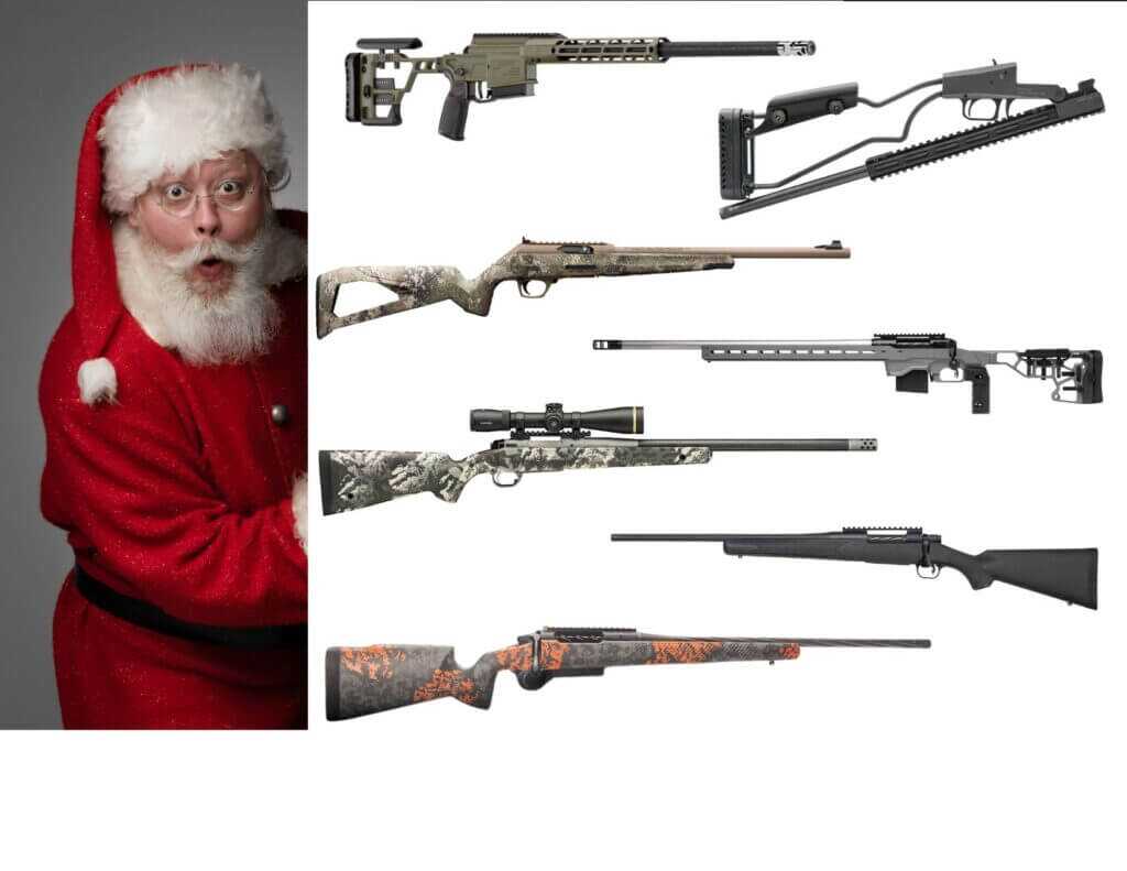 Santa holding hunting rifles for 2025 gift guide