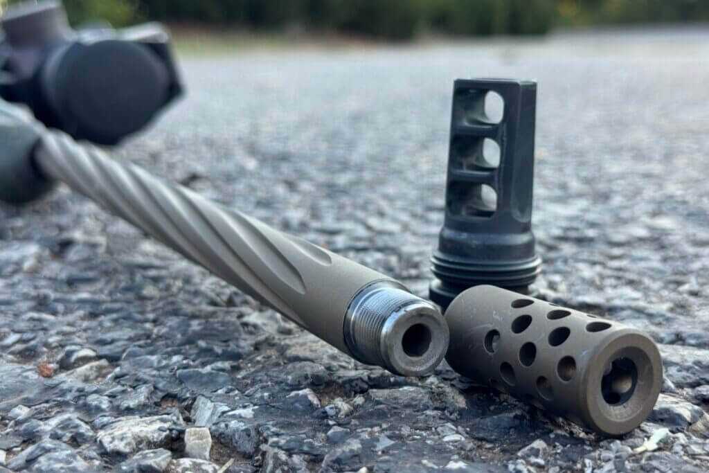 SilencerCo ASR brake installed in place of the factory radial brake on Ruger American Gen II Predator