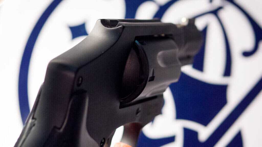 Fiber optic front sight on S&W Ultimate Carry J-Frame aligned with rear trough