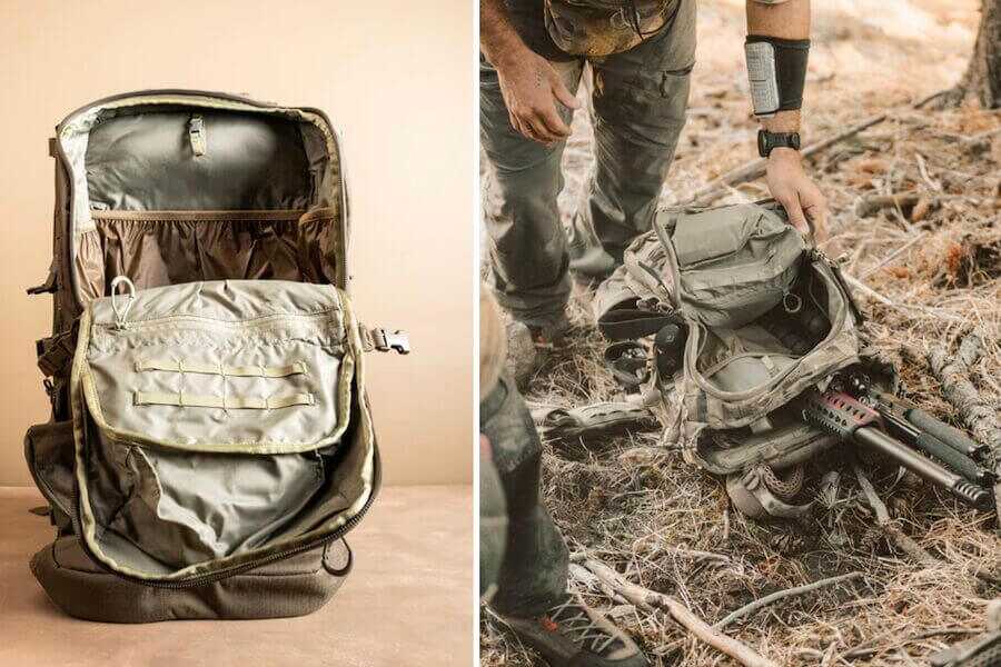 The Eberlestock Spectre sniper pack, shown in two different positions.