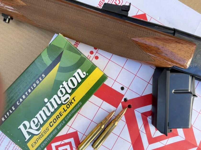 Browning BAR target group at 50 yards with open sights