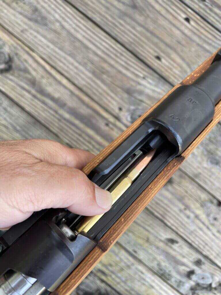 Mauser 98k loaded with 5-round stripper clip at receiver