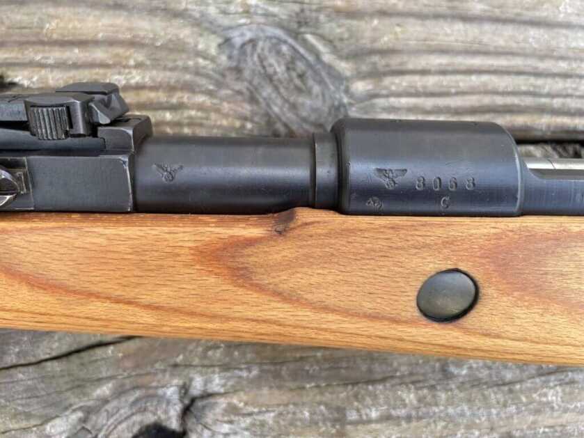 Nazi cartouches and markings on Mauser 98k receiver and stock
