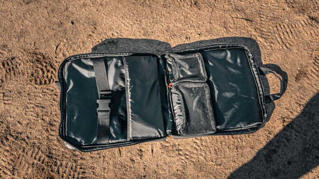 Dark Energy Spectre Pack carrying Poseidon XL and folded Spectre 56W solar panel in a waterproof field bag