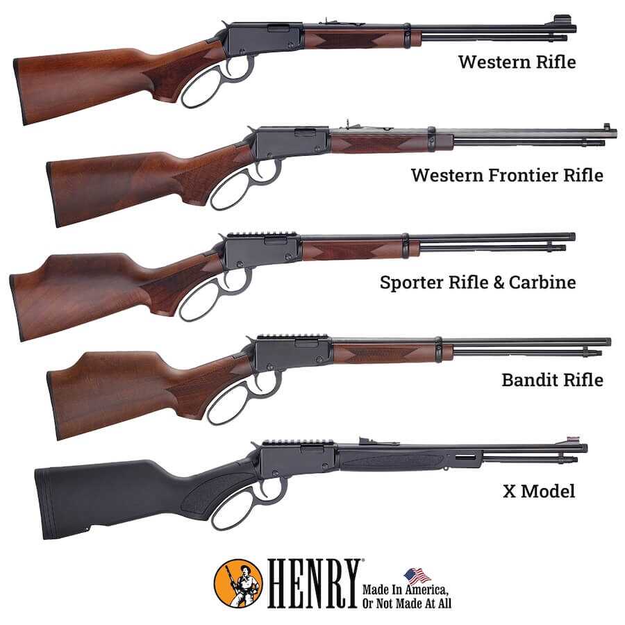 Henry h1 rimfire lineup lever action rifles.
