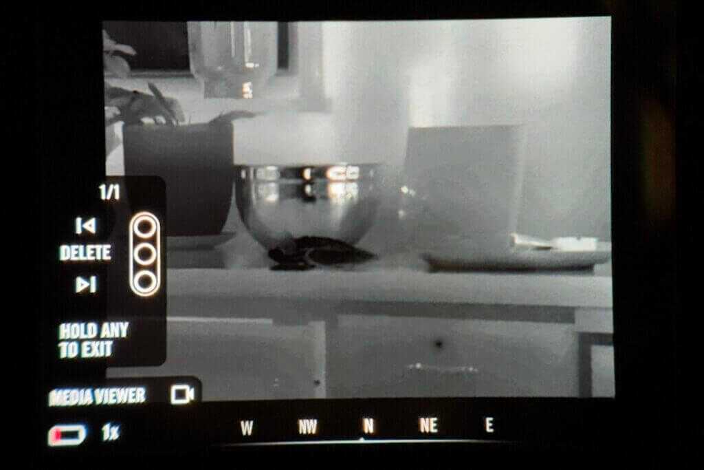 Onboard media viewer displayed through the Vortex Veil 400 screen for in-field playback of saved footage