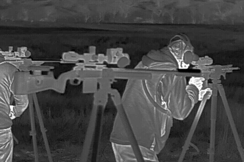 Using the Vortex Veil 400 thermal monocular to guide hunting partners into position in the dark