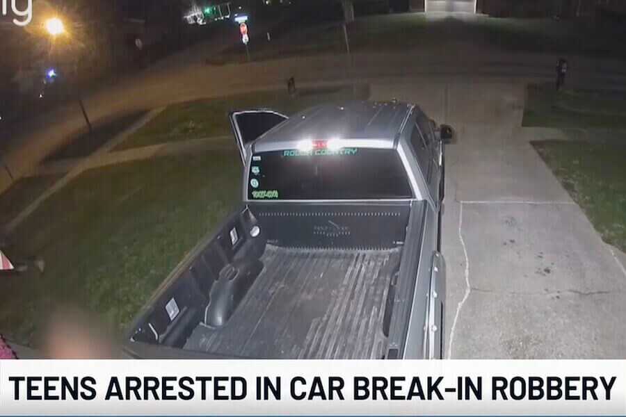 The truck that was targeted by the armed teens.