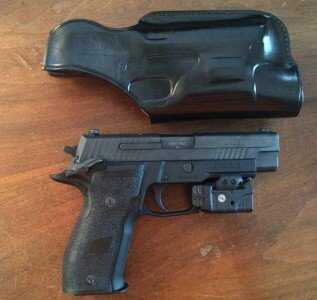 Galco's HALO holster worked great when I equipped the P226 with a Crimson Trace Rail Master Pro light and laser.