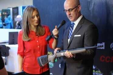 Bill Dermody from Savage shows us the new scout rifle. 