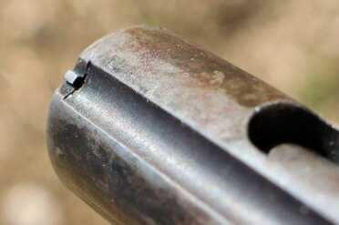 The tiny front sight. 