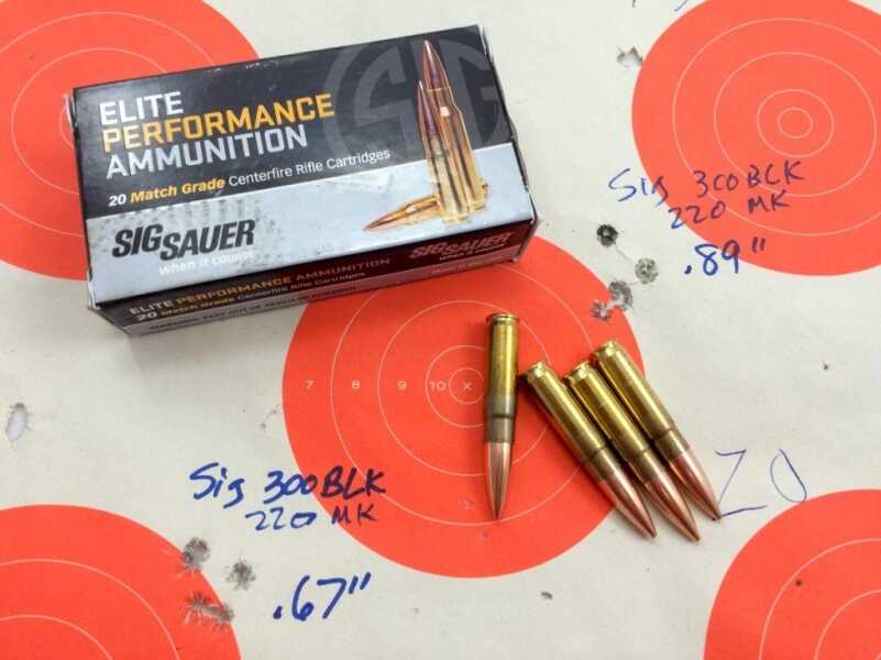 This load is nothing if not consistent. Here are a couple of the 5-shot groups from 50 yards using a Daniel Defense DDM4v5 300 Blackout rifle.