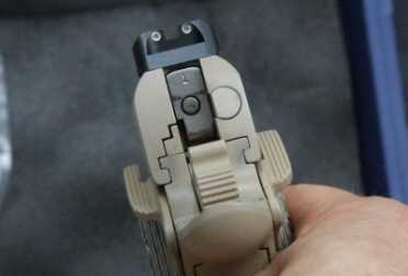 The ambidextrous safety is surprisingly not sticky. 