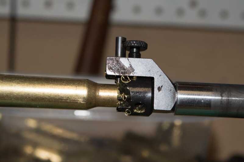 One other step required for bottleneck cartridge reloading is case trimming.