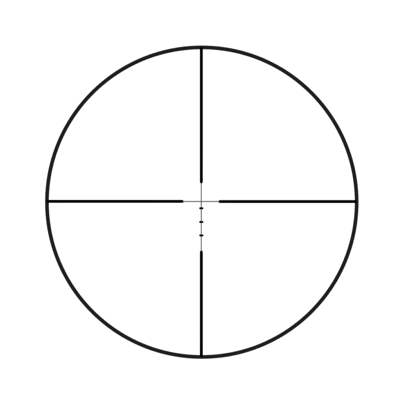 This Burris Ballistic Plex has lines to designate holdover points of 200, 300, and 400 yards. The top of the bottom post indicates 500 yards. 