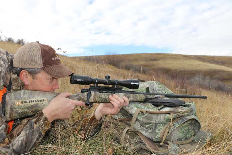 Hunting deer in Montana with Chad Schearer of Bergara Rifles, the author made use of his pack as a makeshift rest.