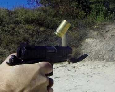 Even with the ejected case only inches away, the Hex Tactical is back on target for the next shot.