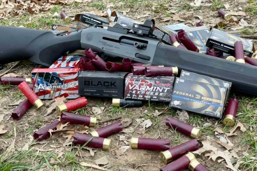 Beretta A300 Ultima Patrol sitting on a pile of empty casings after a good range day