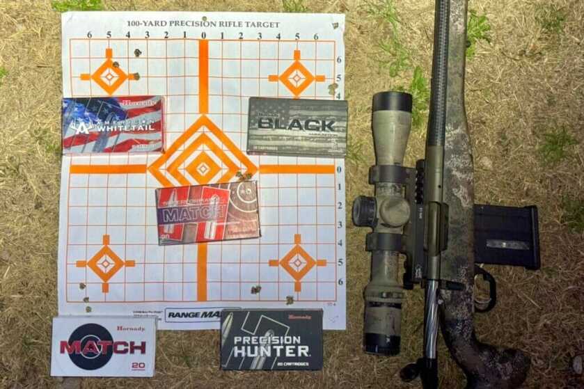 Shooting groups with various Hornady ammunition