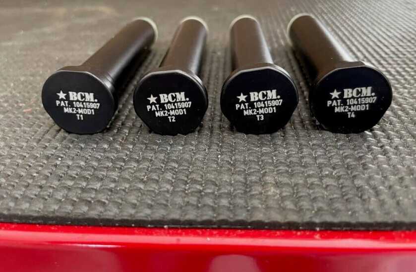 BCM Recoil Mitigation System buffers T1 (4.7 ounces), T2 (5.6 ounces), T3 (6.5 ounce), and T4 (7.4 ounces