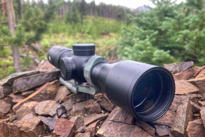 Vortex Viper HD lens view on top of rock pile