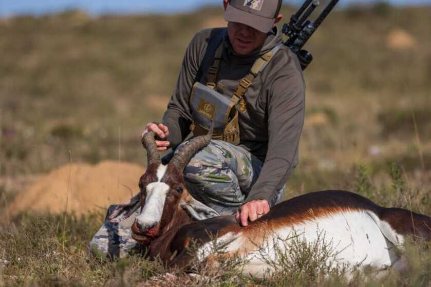Hunter with exotic animal from Africa
