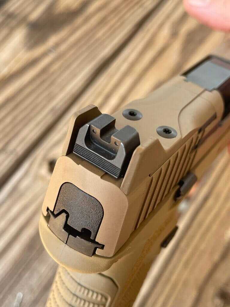 Tritium rear sight on FN 545 Tactical