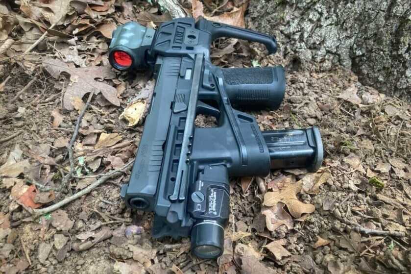 The FLUX Raider X, seen here jocked up for hard use, may be the best SIG P320 chassis available to date. 