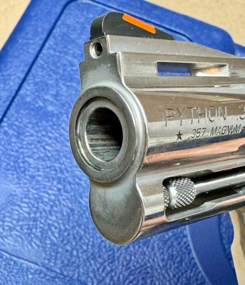 Colt  Python revolver front of barrel