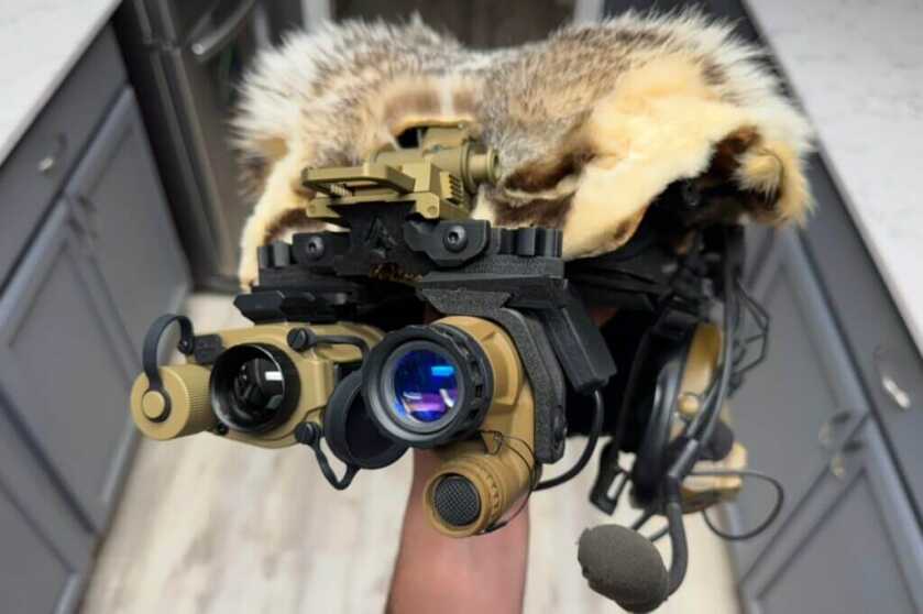 Thermals mounted on a helmet