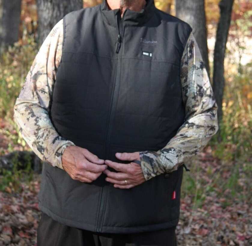 Milwaukee M12 Axis heated vest worn as second layer for freedom of movement