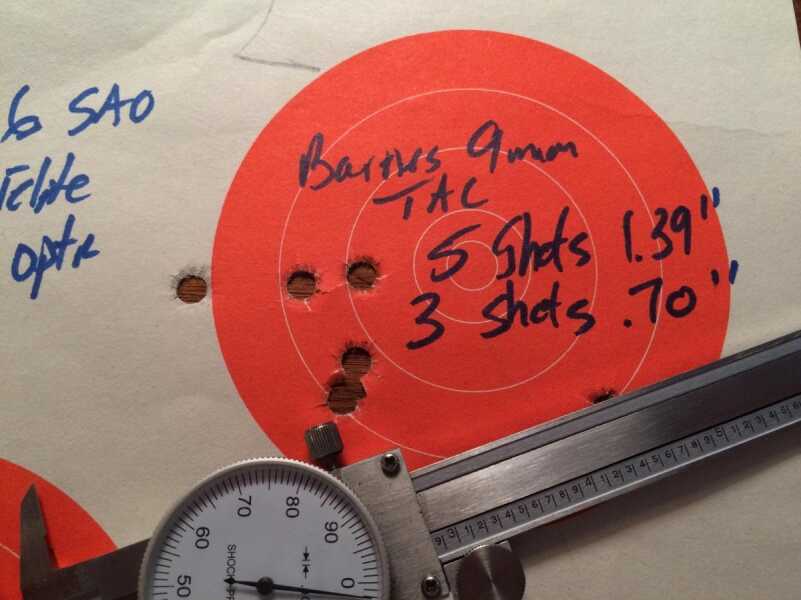 Ammo Test: Barnes Barnes TAC-XPD 9mm +P This ammo shot sub two-inch 5-shot groups with regularity.