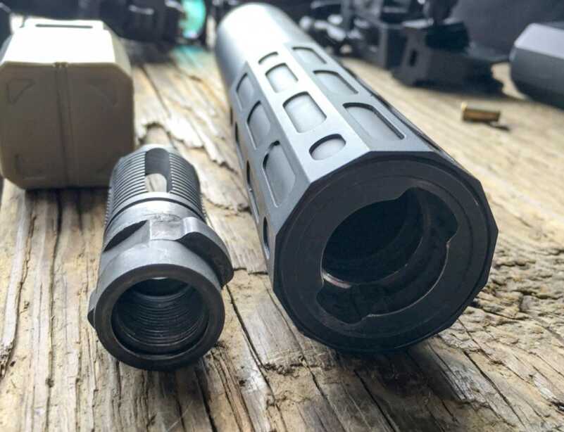 Review: Gemtech ONE Suppressor The muzzle devices have lugs to orient and hold the suppressor in place.