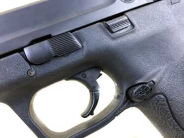 Gun Review: Smith & Wesson M&P 45 Threaded The controls are simple - takedown lever, slide lock and magazine release. The magazine release can be flipped to the other side if you like.