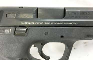 Gun Review: Smith & Wesson M&P 45 Threaded Other than this "helpful" warning printed on the slide, the M&P is a very attractive handgun. Uggh. Lawyers.