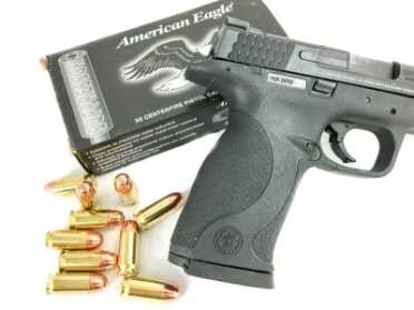 Gun Review: Smith & Wesson M&P 45 Threaded This was a great opportunity to check out American Eagle's new Suppressor 45 ammo. Obviously it's subsonic, but more importantly, it uses low flash and cleaner powder for less suppressor fouling.