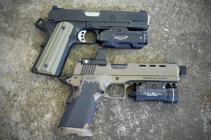 Review: 1911 That Takes Glock Mags?! Meet the Stealth Arms Platypus Stealth Arms Platypus with Streamlight compared with Springfield Armory Operator with Streamlight
