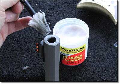 I swabbed the barrel between every shot and the Triple Se7en left very little residue, and what there was stays very soft and is easy to remove