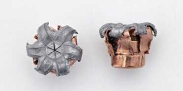 Typically, drywall plugs up the hole in a hollow point so it doesn’t expand. Critical Duty has its point pre-plugged with a Flex Tip to ensure expansion.