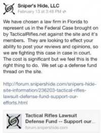 Please note that the forum members **are not** part of this lawsuit, Only one is a defendant. If you haven't been served, you haven't been sued.  