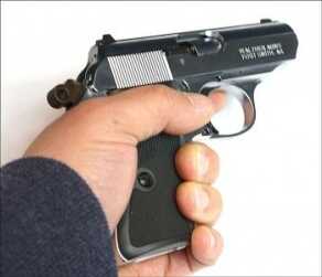 Even without the magazine, the Walther is easy to hold.