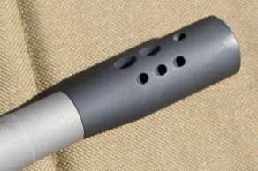 The ported muzzle brake keeps the rifle level, but it doesn’t do anything to mitigate the crack of a .223. This thing is loud. 