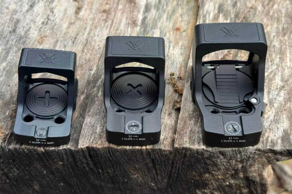 Three optics with top-loading batteries