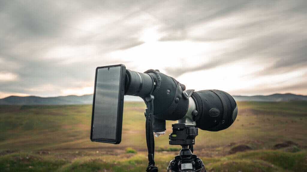 mountain mag on a spotting scope